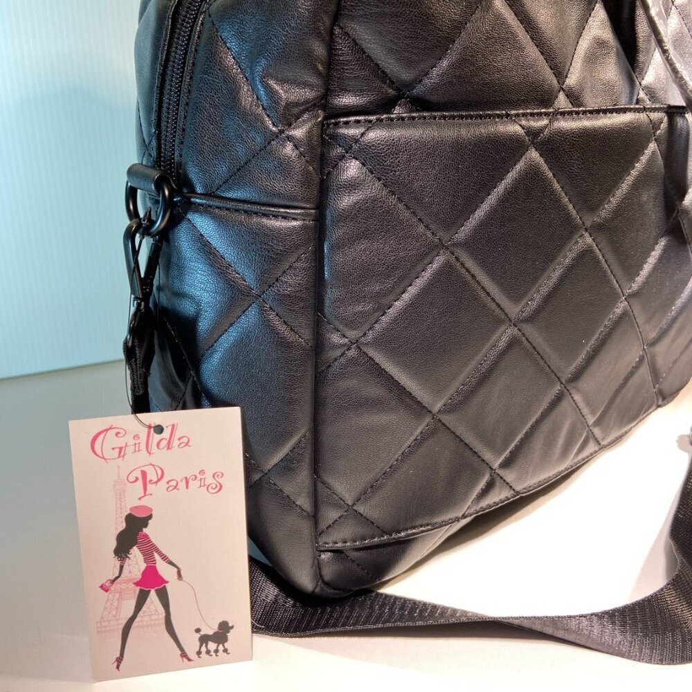 Gilda Paris Quilted Weekender Duffel Bag – Black – NWT - Picture 7 of 9